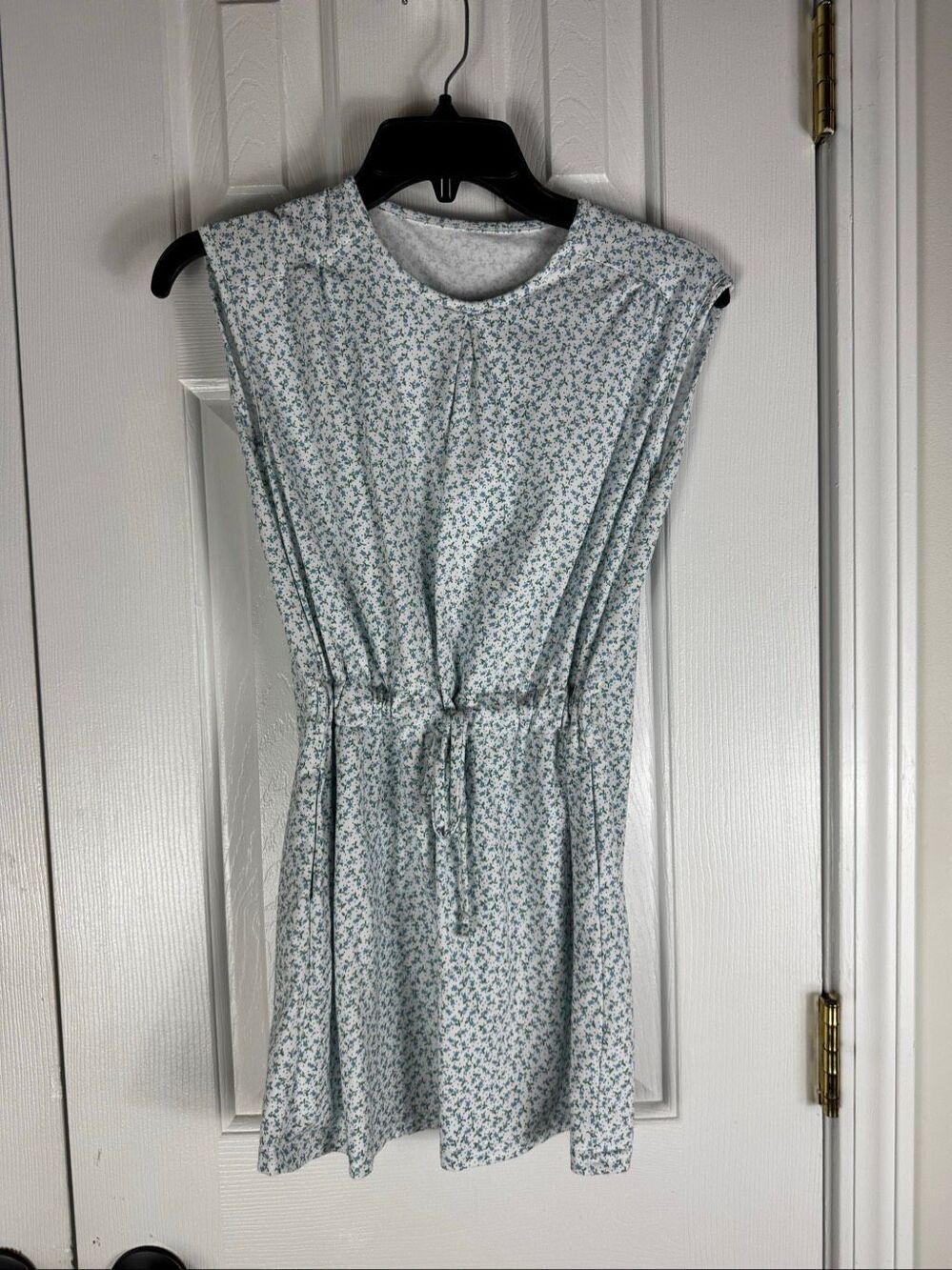 Hannah Kate Girls Blue Floral Sleeveless Drawstring Dress Size 10